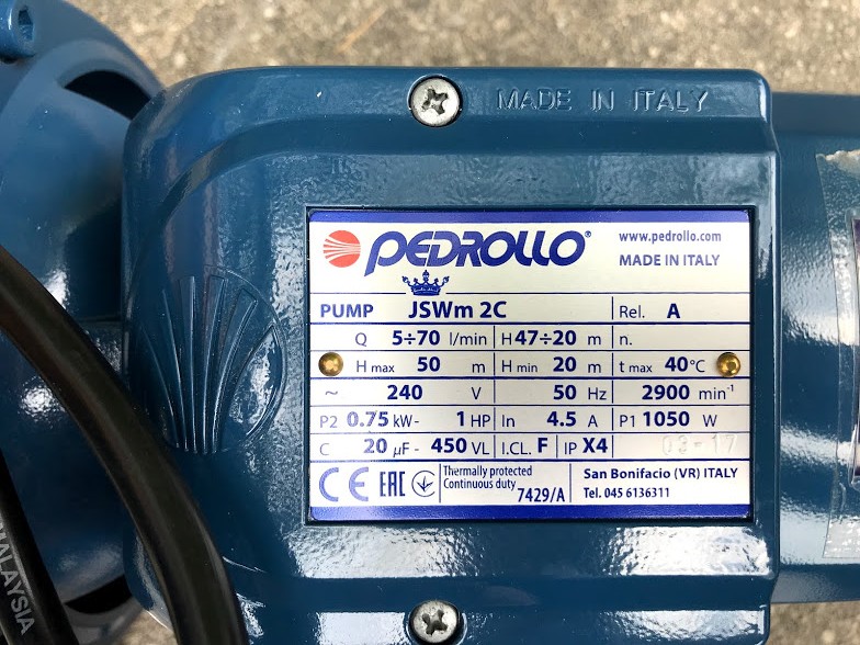 Pedrollo water pump ( Italy )